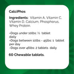 Calciphos Suplemento Dietético para Perros y Gatos, 60 Comprimidos Sabor Beicon