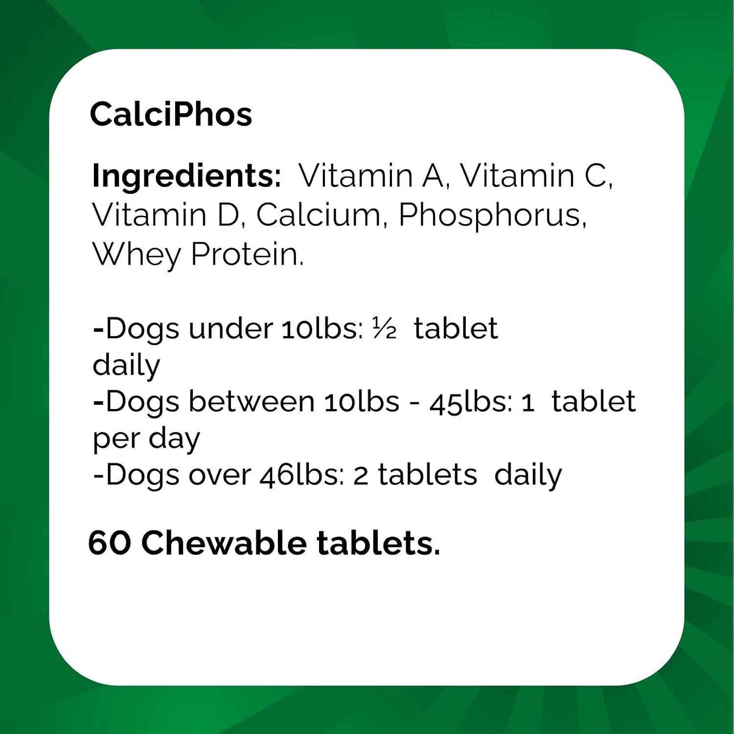 Calciphos Suplemento Dietético para Perros y Gatos, 60 Comprimidos Sabor Beicon