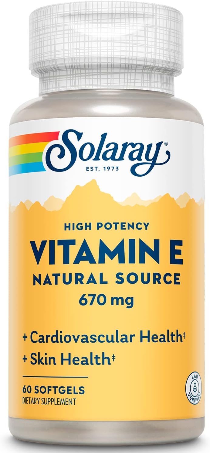 Solaray Vitamina E 1000 UI - 60 Cápsulas Blandas de d-Alfa-Tocoferol Natural