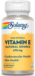 Solaray Vitamina E 1000 UI - 60 Cápsulas Blandas de d-Alfa-Tocoferol Natural
