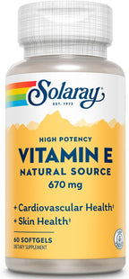 Solaray Vitamina E 1000 UI - 60 Cápsulas Blandas de d-Alfa-Tocoferol Natural