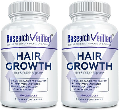 Research Verified Hair Growth Support - con Biotina, Saw Palmetto y Vitaminas - 360 Cápsulas (6 Meses) – Image 1