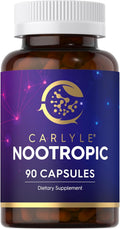 Carlyle Brain Nootropic Supplement | 90 Cápsulas | con Cafeína, B12 y Extracto de Guaraná | No-GMO y Sin Gluten