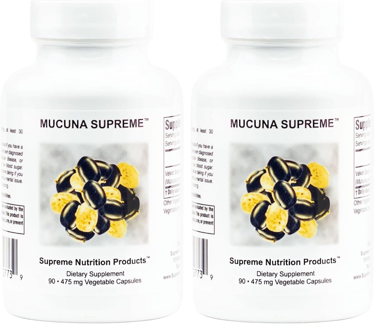 Supreme Nutrition Mucuna Supreme, 90 Cápsulas Vegetarianas de Semilla de Terciopelo Puro (Paquete de 2) – Image 1