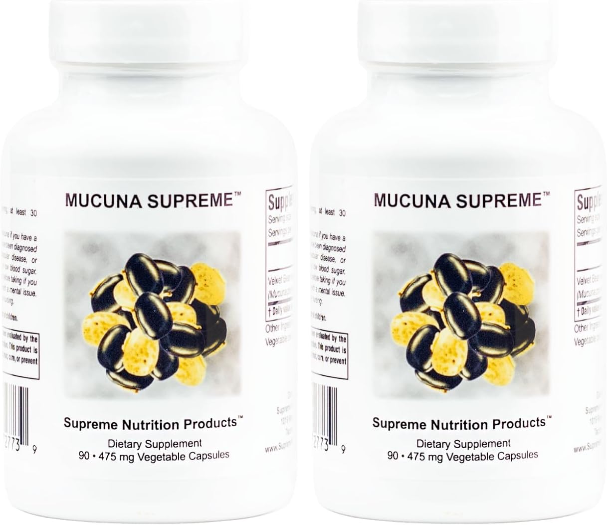 Supreme Nutrition Mucuna Supreme, 90 Cápsulas Vegetarianas de Semilla de Terciopelo Puro (Paquete de 2)