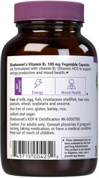 Bluebonnet Vitamin B1 100 mg - 100 Vegetable Capsules