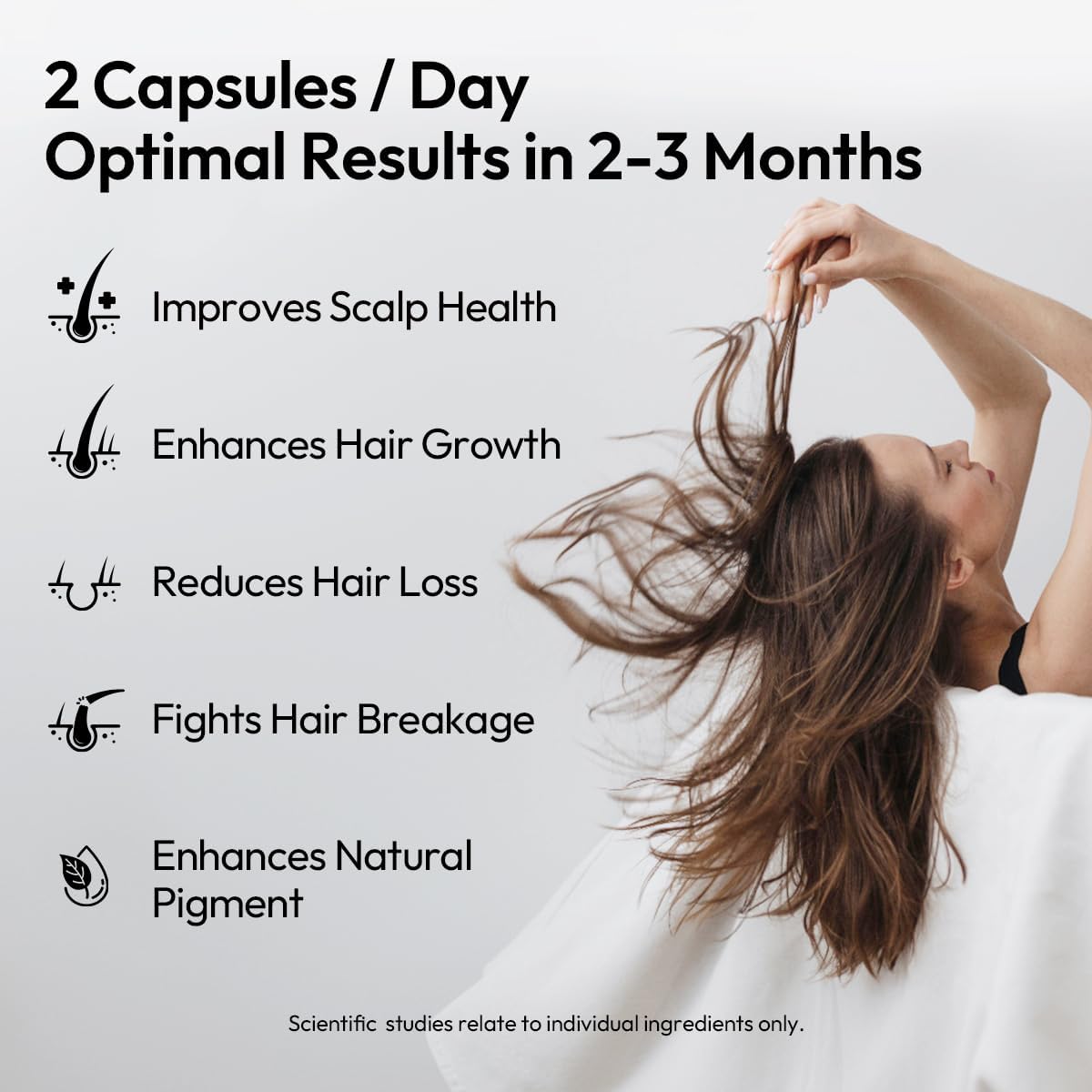 BIGVITA Suplemento para el Crecimiento del Cabello – AnaGain Nu, Biotina, Extracto de Sésamo Negro – 60 Cápsulas (1 Mes)