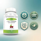 Mauricettes Vitamina D3 + K2 (MK-7) Masticable, 2000 UI, 90 Comprimidos con Sabor a Cereza