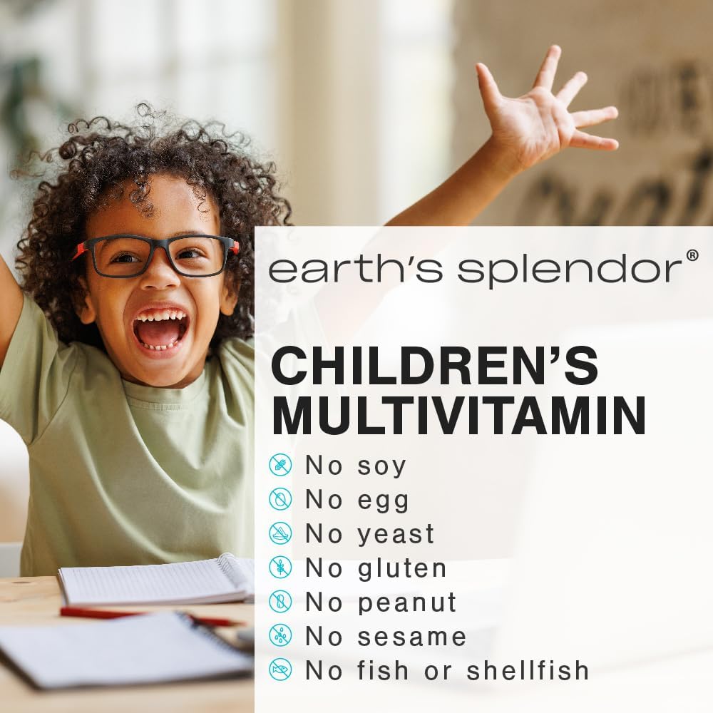 Earth's Splendor Multivitamínico Masticable para Niños, Apoya el Crecimiento Saludable, 60 Comprimidos