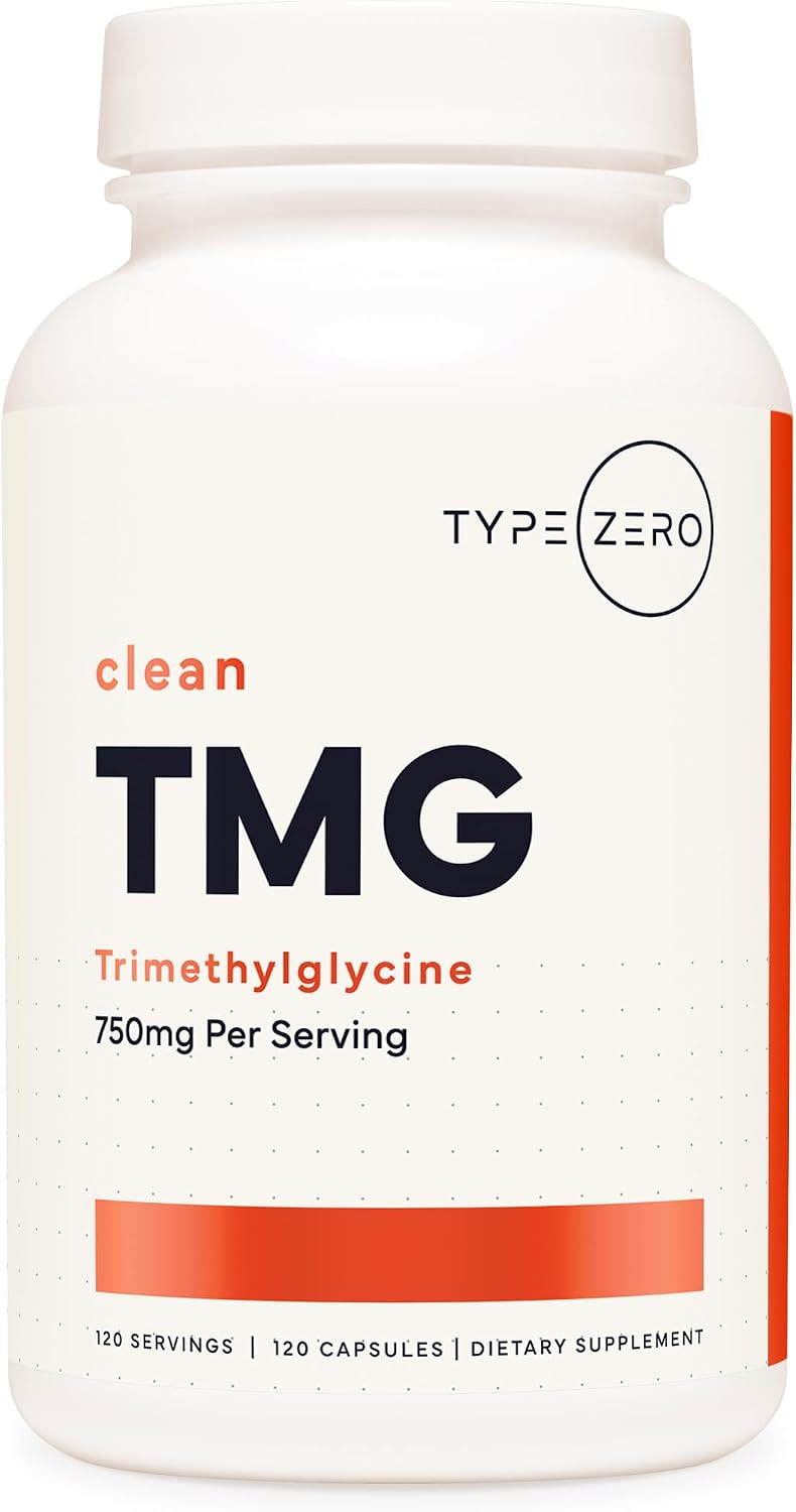 Type Zero Clean TMG Trimethylglycine Cápsulas (120 dosis) - No transgénicos, Sin gluten