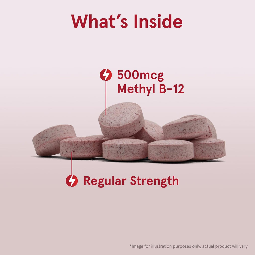 Jarrow Formulas Methyl B-12 500 mg, 100 Comprimidos Masticables con Sabor a Cereza