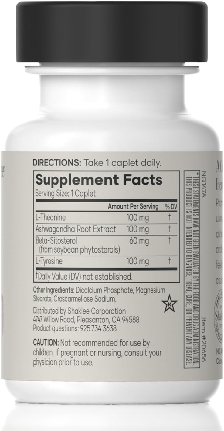 Shaklee Stress Relief Complex – Mezcla Calmante con L-teanina, Ashwagandha, Beta-sitosterol y L-tirosina – Apoyo para la Relajación sin Somnolencia – 30 Comprimidos