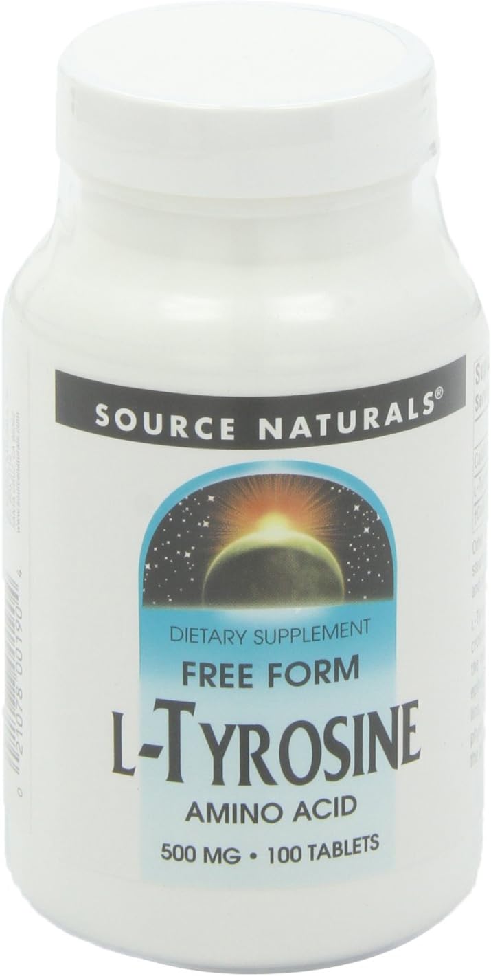 Source Naturals L-Tyrosine 500mg Free Form Amino Acid - 100 Tablets (Pack de 3)