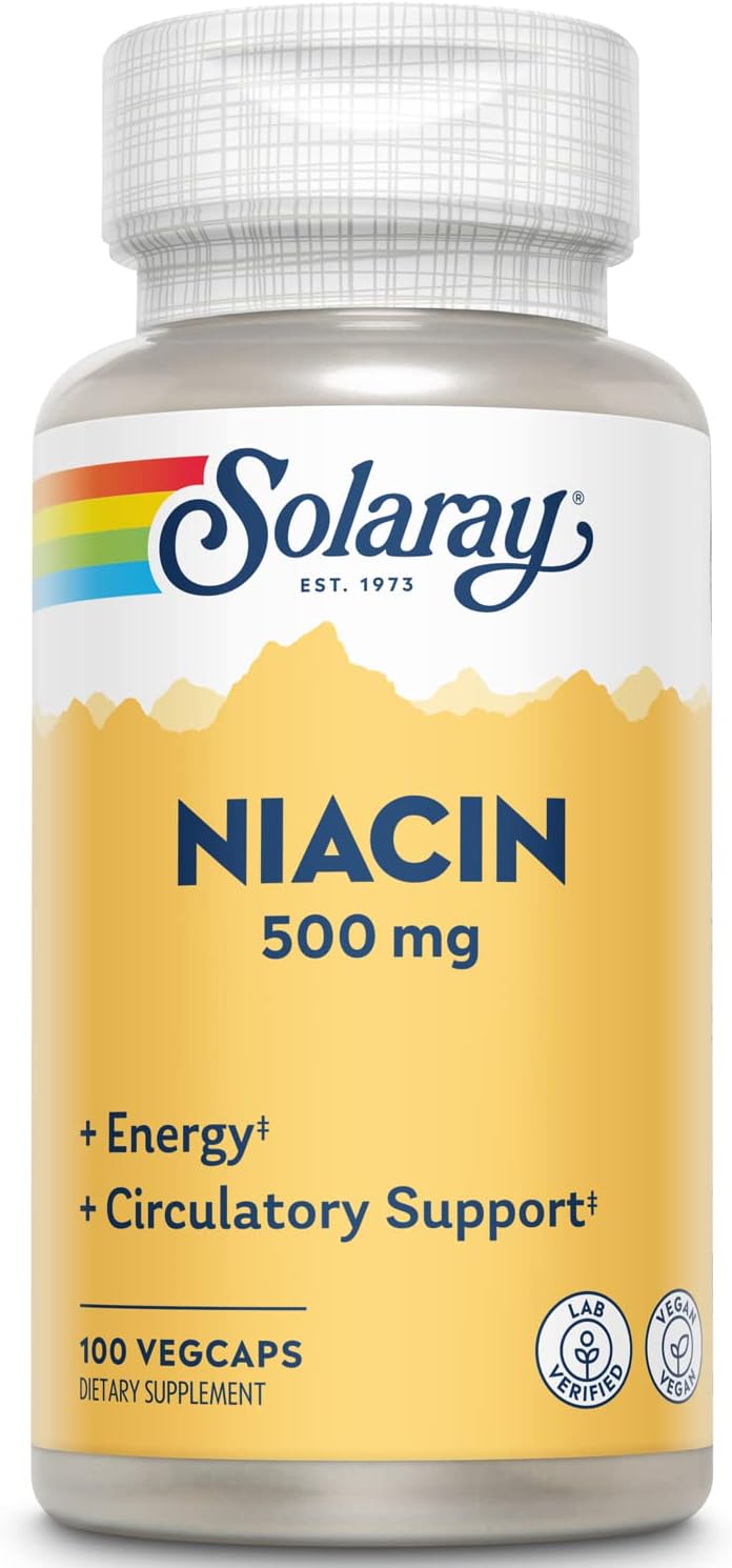SOLARAY Niacin 500 mg - Vitamin B3 for Skin, Nervous System, and Circulation Health - 100 Capsules