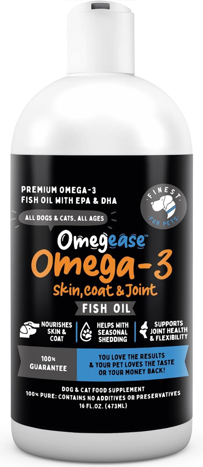 100% Aceite de Pescado Puro para Perros y Gatos - Omega 3 EPA DHA (473 ml)