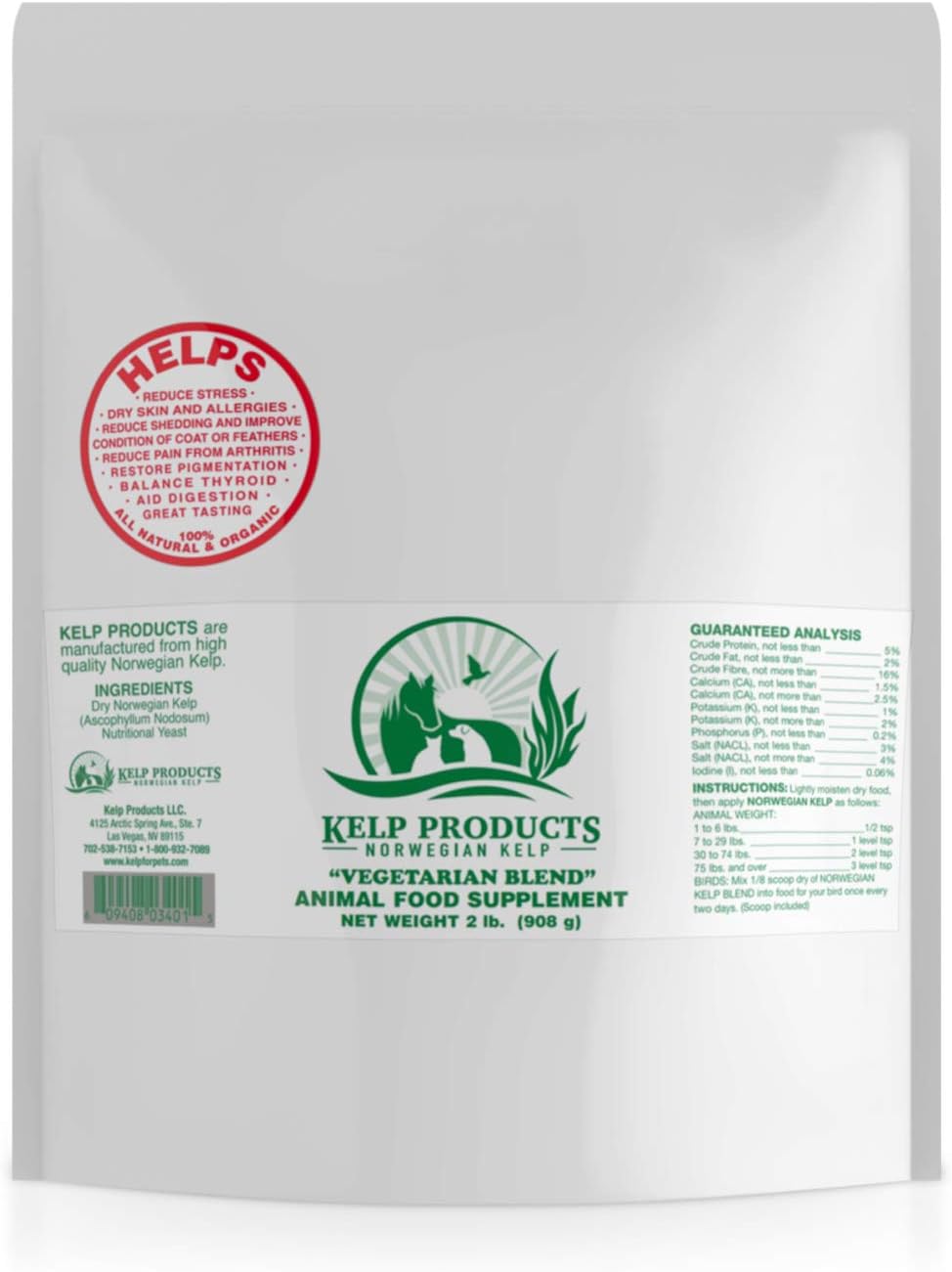 Suplemento de Algas Noruegas para Perros - Mezcla Vegetal - 2 Libras