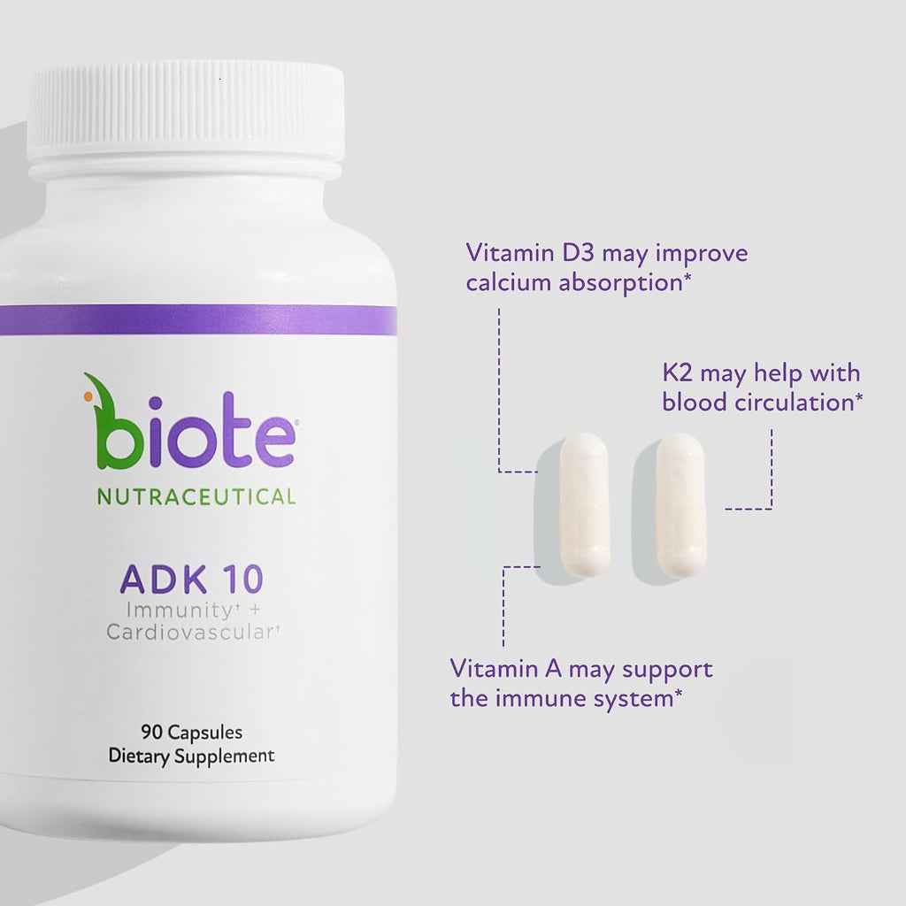 Biote Nutraceuticals ADK 10 - Inmunidad + Cardiovascular (90 Cápsulas)