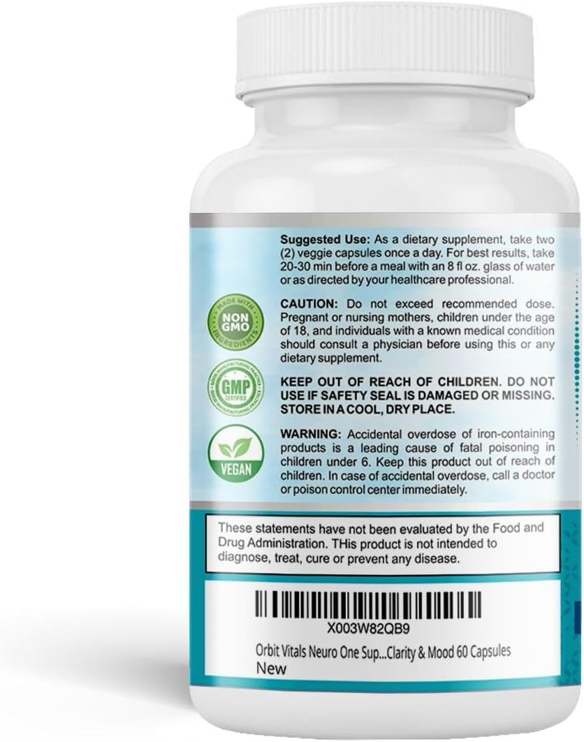 Neuro Brain Support Supplements for Memory - Cognitive Support Supplement - Boost Focus, Mood, Clarity, Concentration & Mental Speed - Brain Supplement for Adults - 60 Capsules