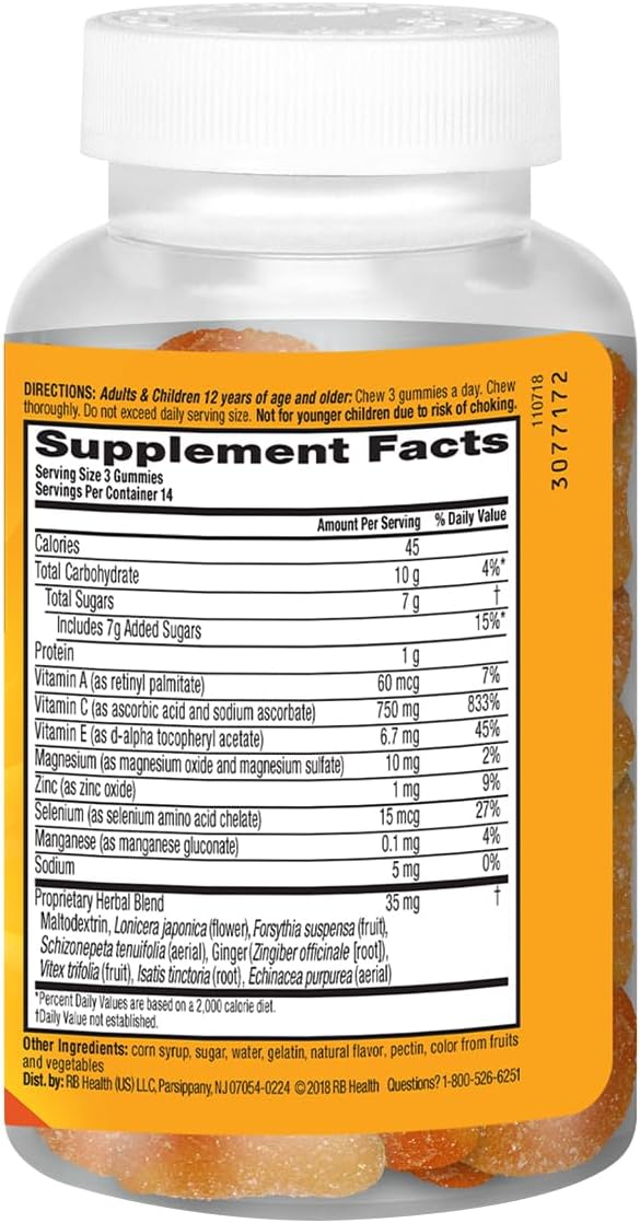 Airborne Gomitas de Vitamina C 750 mg con Vitaminas C y E - 42 Gomitas, Sabor Naranja (Paquete de 2)