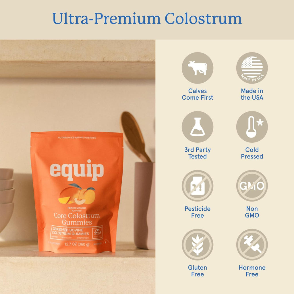 Equip Foods Core Gominolas de Calostro Bovino - 60 gominolas sabor mango melocotón