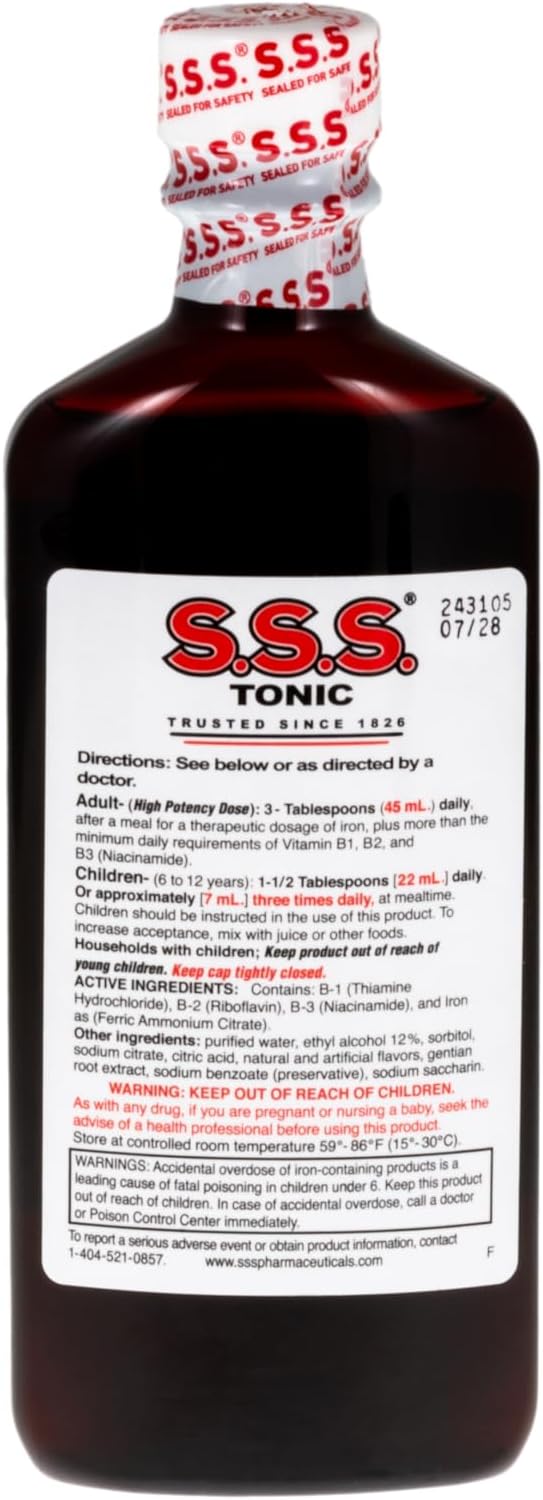 S.S.S. Tonic, Complemento de Hierro y Vitaminas B, Alta Potencia, 296 ml