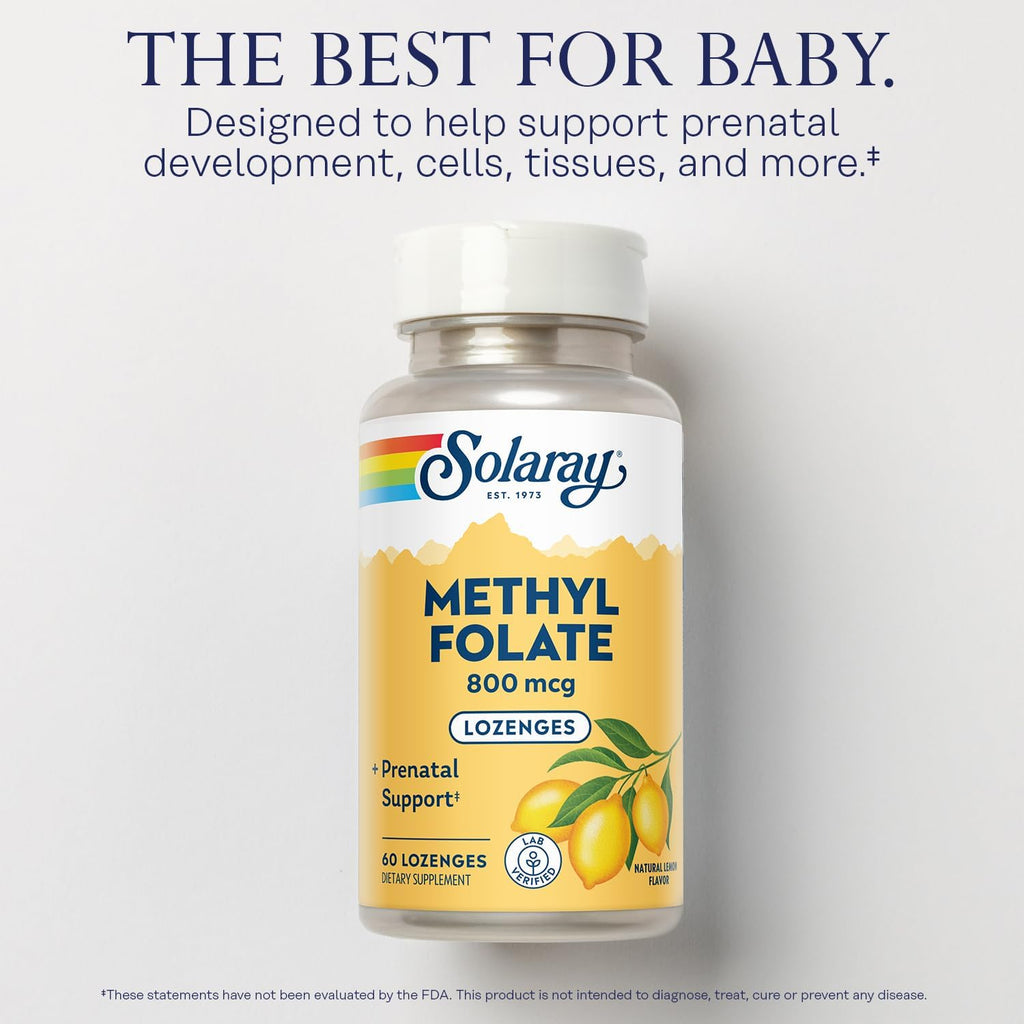 SOLARAY Methyl Folate 800 mcg - 60 Comprimidos - Sabor Limón Natural