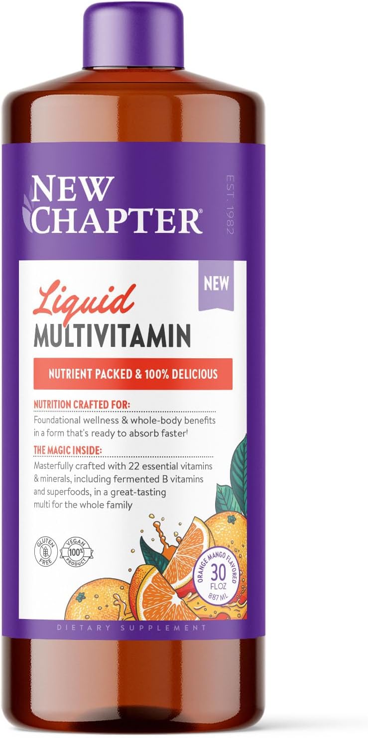 New Chapter Multivitamínico Líquido con Minerales - 22 Vitaminas Esenciales - Sabor a Bayas Mixtas - 887 ml (30 oz)