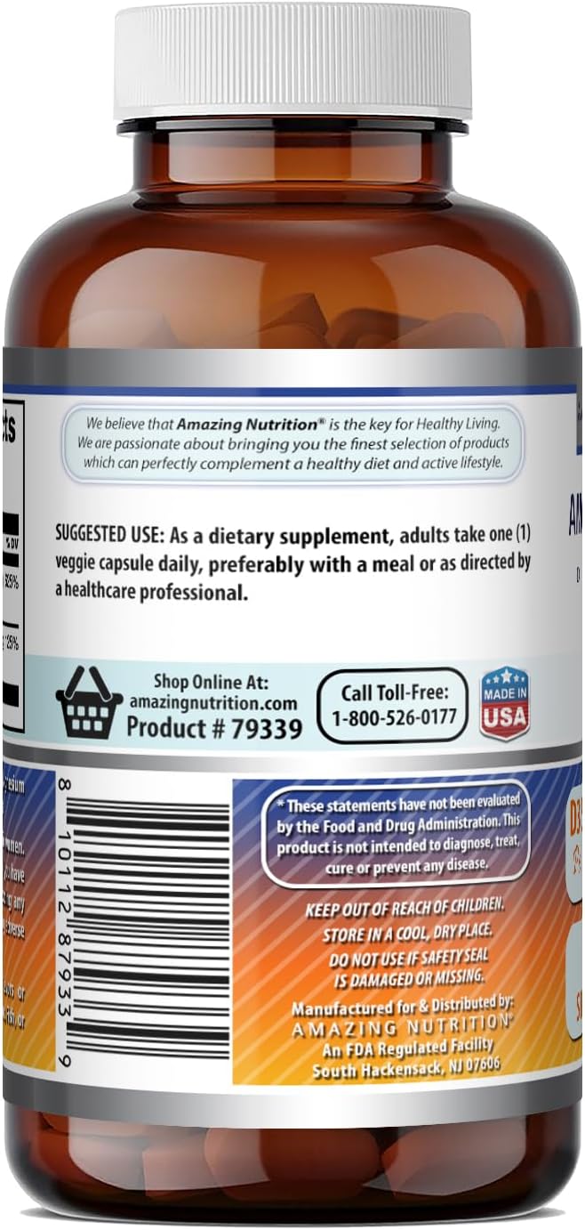 Amazing Formulas Vitamina D3 5000 UI con Vitamina K2 100 mcg | Complejo D3 + K2 | Cápsulas vegetales | No-GMO | Sin gluten | 60 Cápsulas