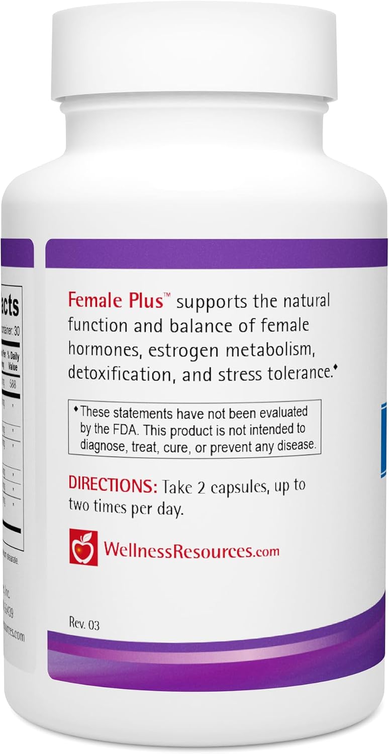 Wellness Resources Female Plus - Equilibrio Hormonal Femenino, Metabolismo de Estrógenos y Bienestar (60 Cápsulas)