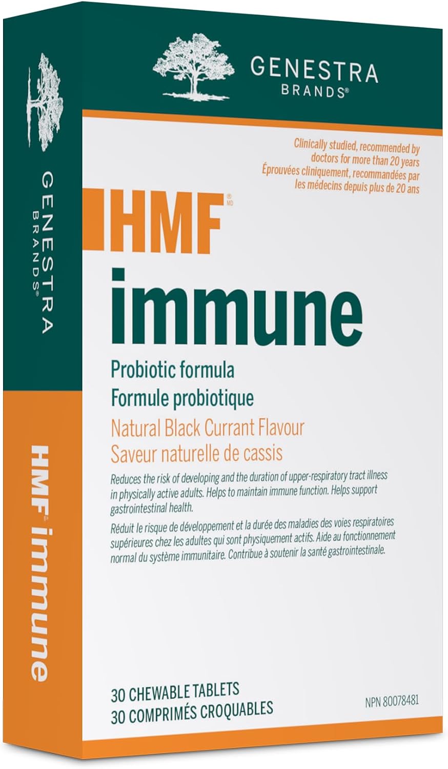 Genestra Brands HMF Immune - Probiótico - 30 Comprimidos Masticables - Sabor Natural a Grosella Negra