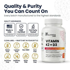 Valleywave Labs Vitamina D3 K2 Cápsulas - 2 en 1 con K2 MK7 100 mcg y D3 5000 UI - 60 Cápsulas