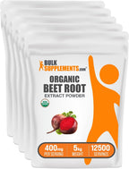 BulkSupplements.com Extracto Orgánico de Remolacha en Polvo - 400mg por ración, 1kg (Paquete de 5)