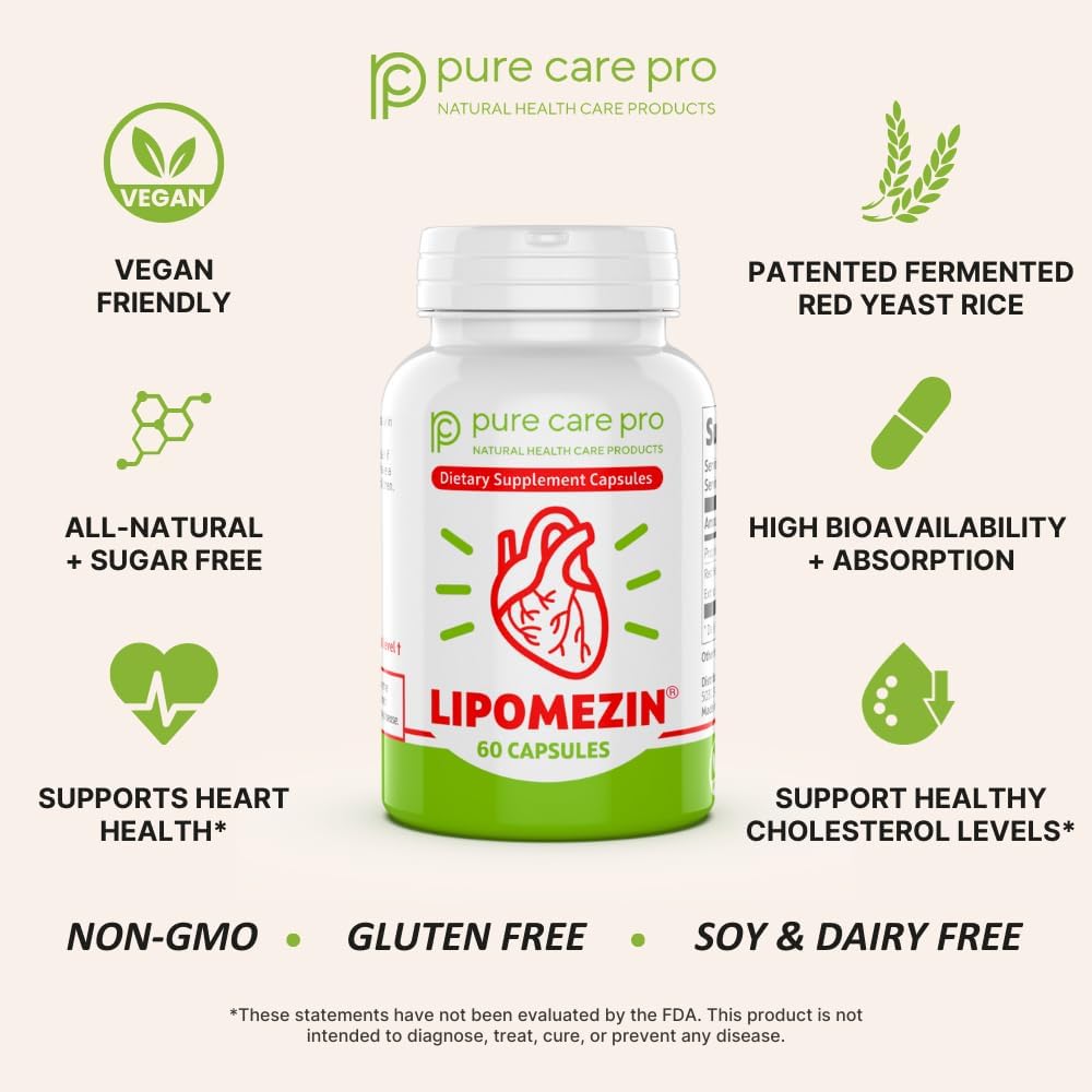 LIPOMEZIN Pure Care Pro Complejo Sinérgico para el Colesterol – 60 Cápsulas Vegetales
