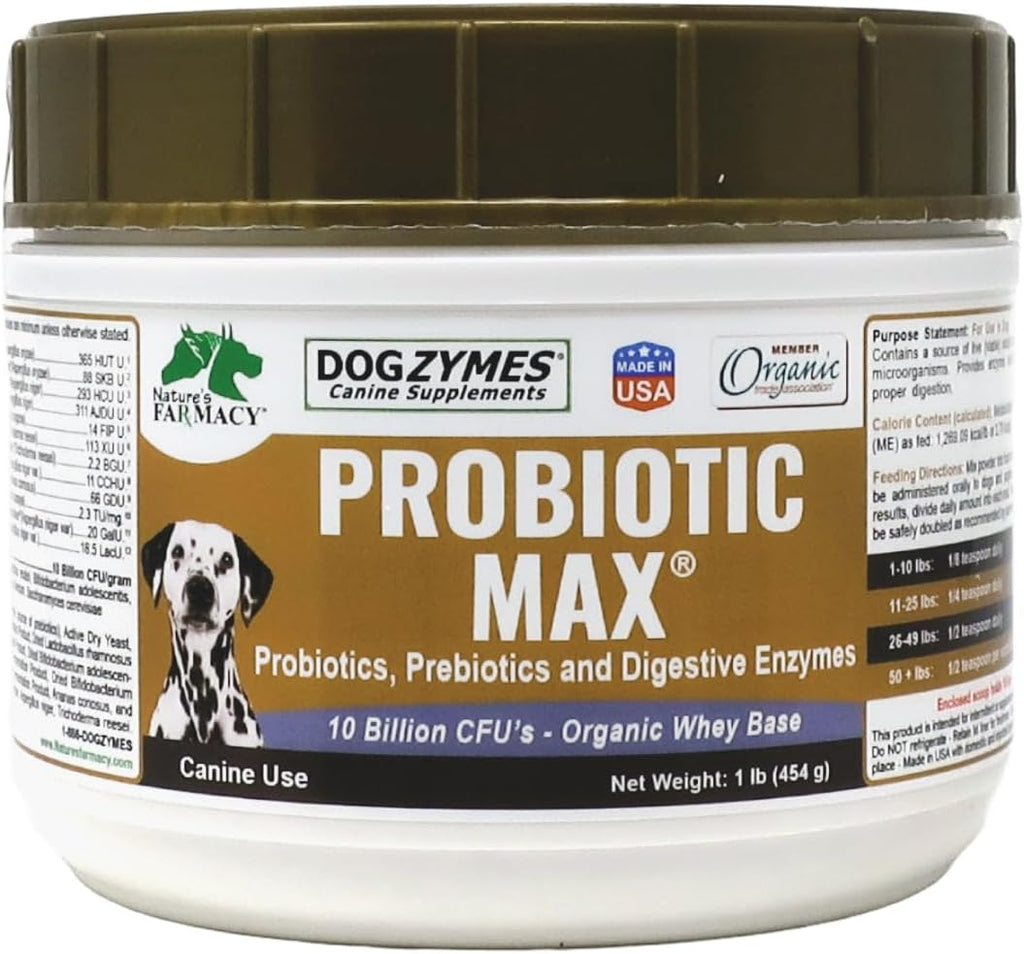Dogzymes Probiotic Max - Probióticos y Enzimas Digestivas para Perros (454 g)