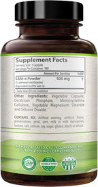 HealthyWayRx SAM-e 500mg - S-Adenosil-L-Metionina - 180 Cápsulas para Apoyo Cerebral y Hepático