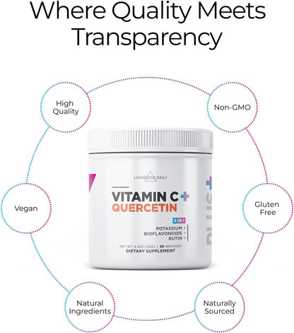 Livingood Daily Vitamina C en Polvo 2600 mg con Quercetina - 30 Dosis, Sabor Naranja – Image 4