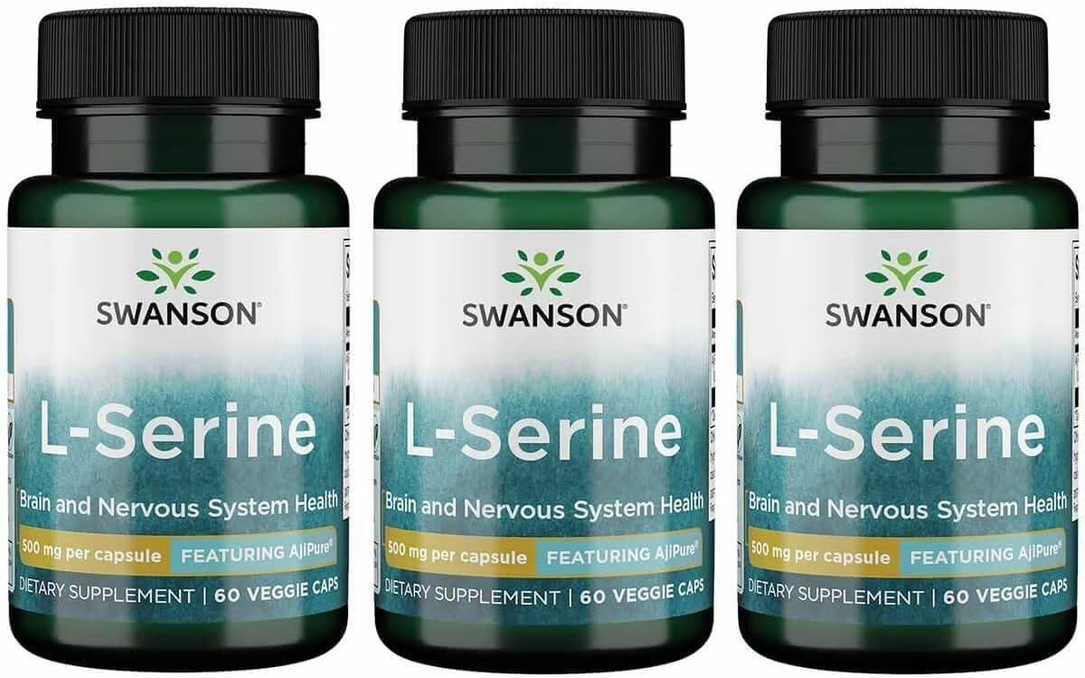 Swanson Ajipure L-Serina - 500 mg - 60 Cápsulas Vegetales (2 Envases)