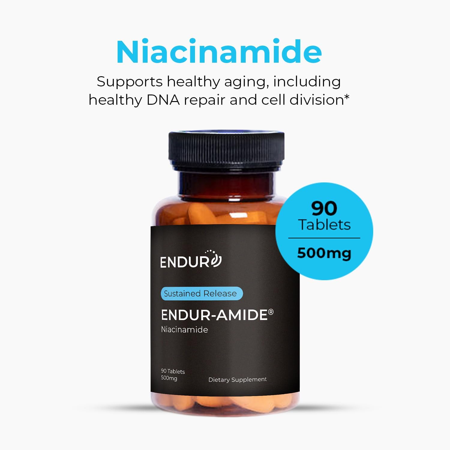 ENDUR-AMIDE 500 mg (90 comprimidos) – Niacinamida de Liberación Prolongada