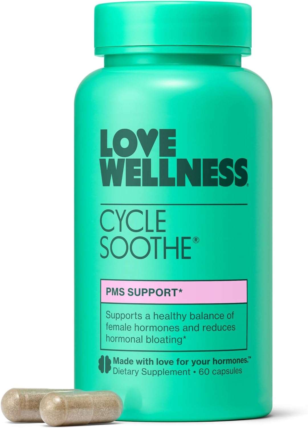 Love Wellness Cycle Soothe - Suplemento para el ciclo menstrual, 60 cápsulas