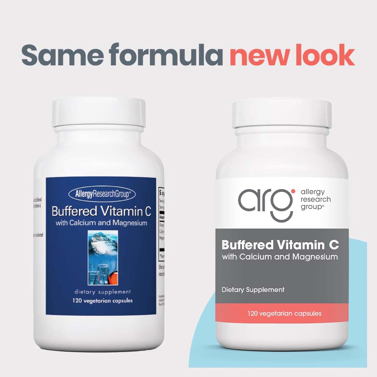 Allergy Research Group ARG Buffered Vitamin C - 1000 mg - Immune Support - Vegetarian Capsules - Hypoallergenic - 120 Capsules