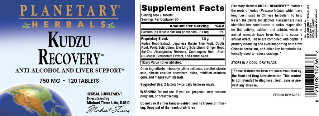Planetary Herbals Kudzu Recovery 750 mg - 120 Comprimidos