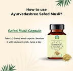 AYURVEDASHREE Safed Musli Extracto 500mg - 60 Cápsulas Vegetarianas | Chlorophytum Borivillianum | 100% Natural | Vegano | Sin Gluten