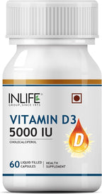INLIFE Vitamina D3 5000 IU con Aceite de Coco Virgen Extra – 60 Cápsulas Blandas