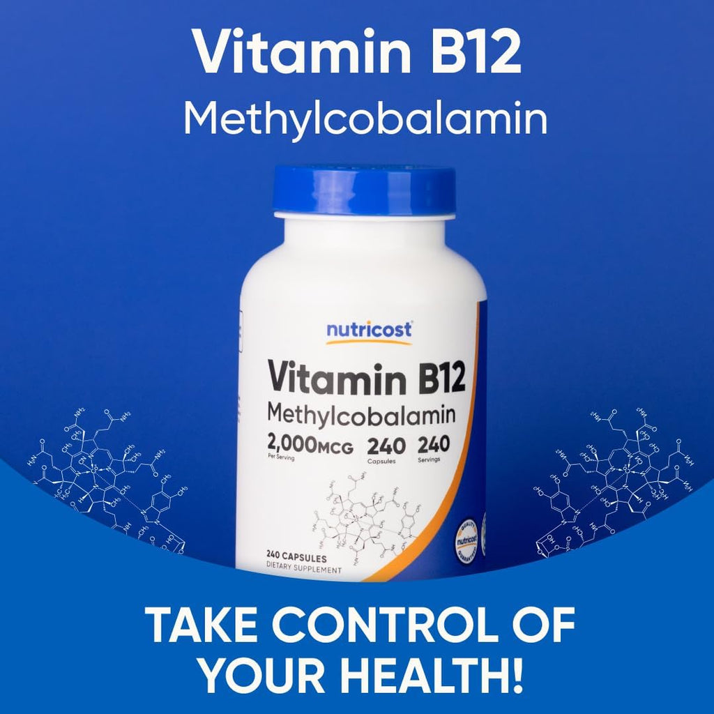 Nutricost Vitamin B12 (Methylcobalamin) 2000mcg, 240 Capsules - Vegetarian Capsules, Non-GMO, Gluten-Free