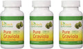 Graviola 100% Pura 1300mg por Ración - 120 Cápsulas por Botella (Annona muricata) | Pack de 3