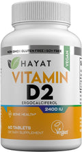 HAYAT Vitamins Vitamina D2 Vegana 2400 UI (60 mcg) - 60 Comprimidos