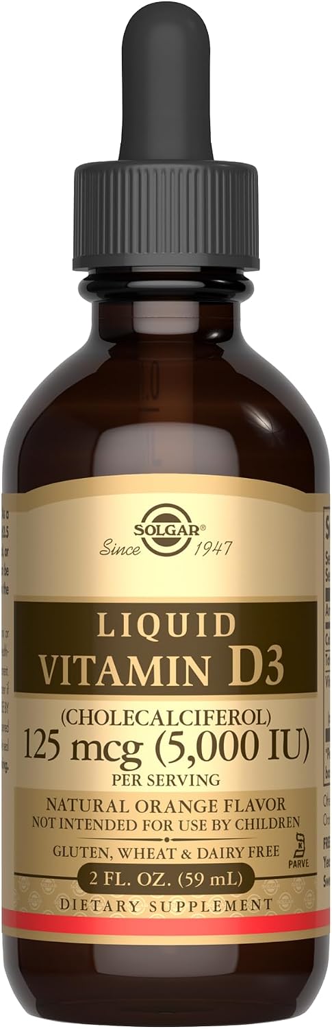 Solgar Vitamina D3 Líquida 125 mcg (5000 UI) - 59 Dosis - Sabor Naranja Natural
