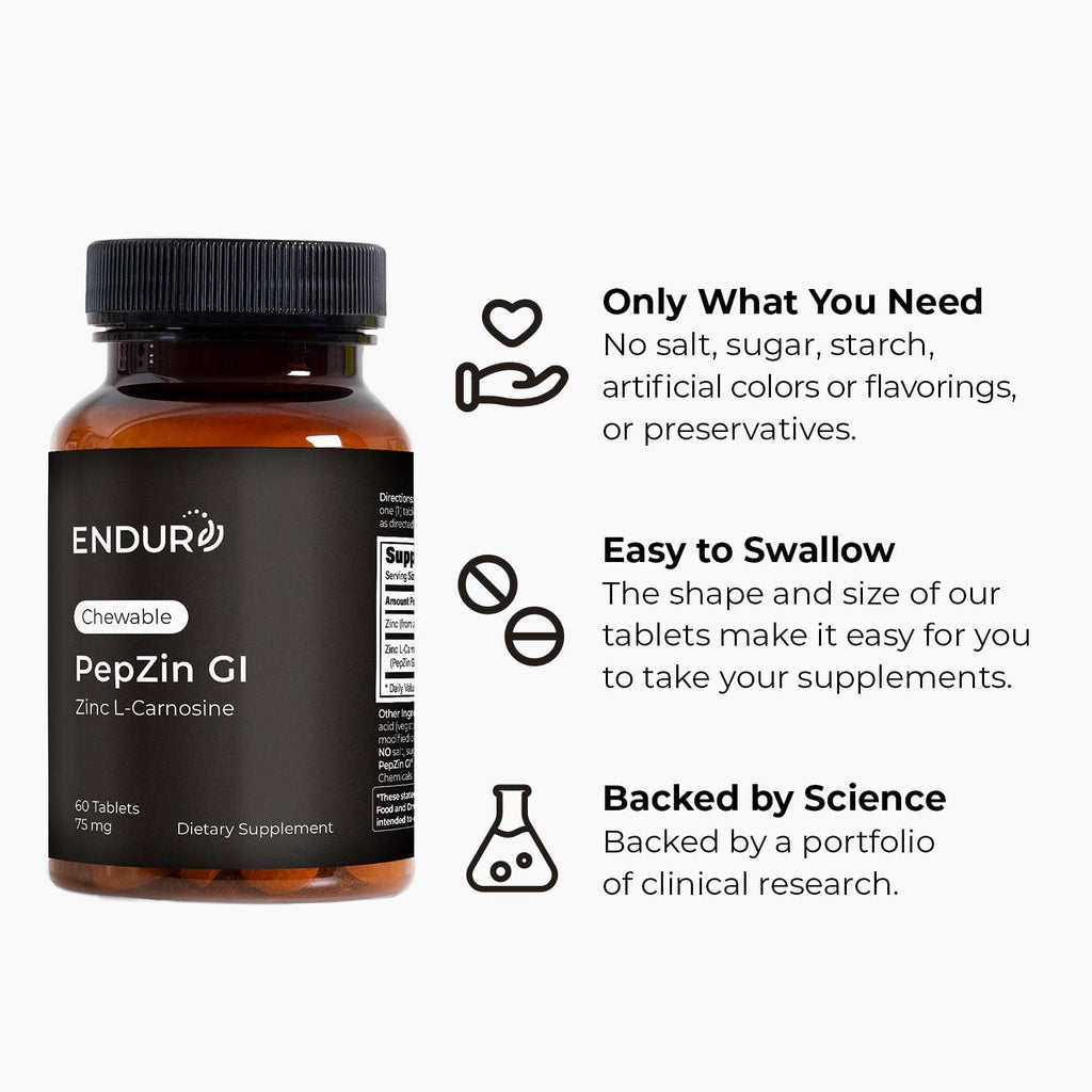 ENDUR PepZinGI Zinc-Carnosina 75 mg (60 tabletas masticables)