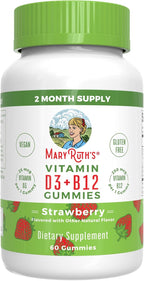MaryRuth's Gominolas de Vitamina D3 + B12 | 60 Gomitas | Vegano y Sin Gluten