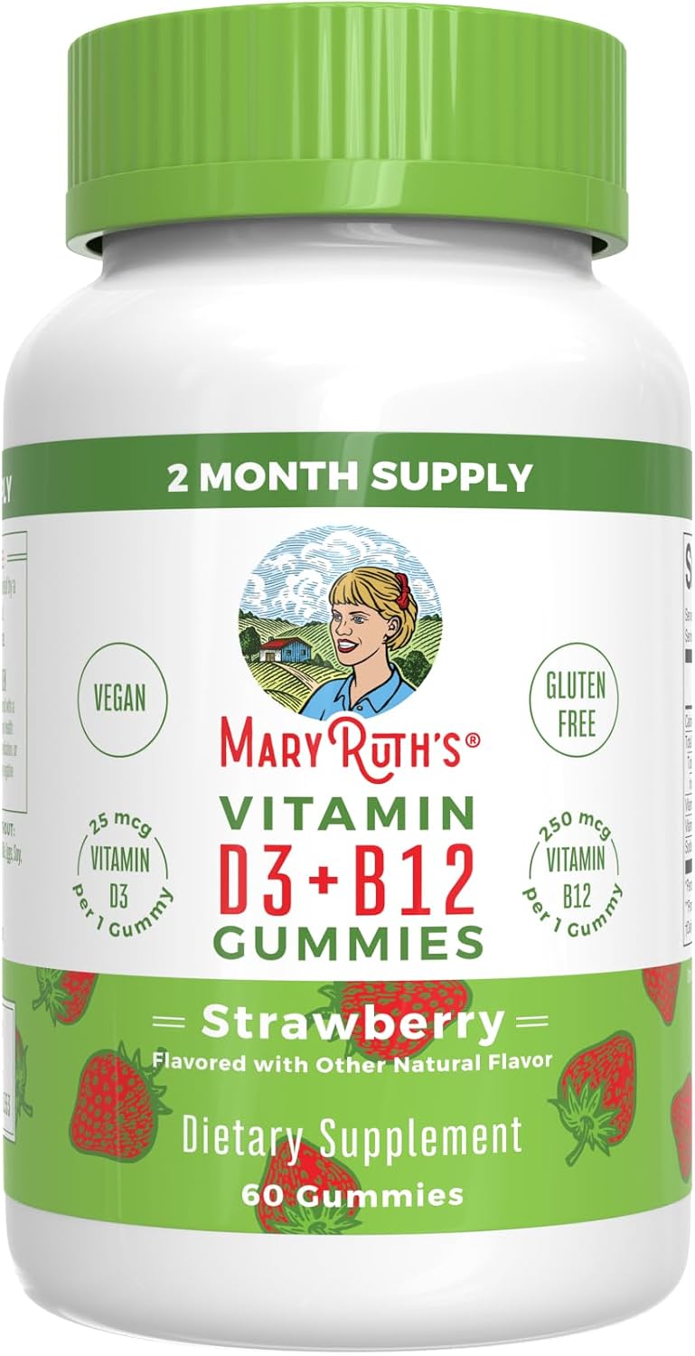 MaryRuth's Gominolas de Vitamina D3 + B12 | 60 Gomitas | Vegano y Sin Gluten